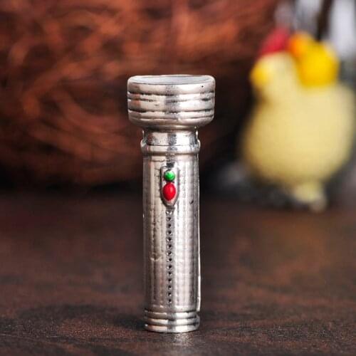 Blucome Classic Flashlight Electric Torch Shape Brooch Pin Antique Gold Color Brooches Hat Collar Accessories For Women Men Gift