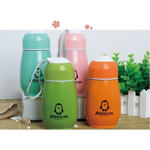 1PC Penguin Water Cups Vacuum Flasks With Tea Infuser Creative Belly Cup Rope Portable Travel Outdoor Tea Bottle Drink ENY 012