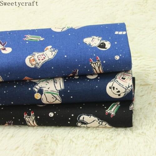 110x45cm Thick Cotton Fabric By Yard Astronaut Printed DIY Sewing Dress Masks Bag table cloth curtain pillow Party Home Decor