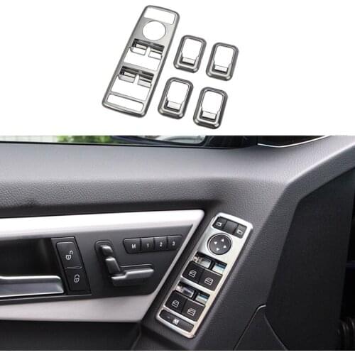5Pcs Chrome ABS Window Lift Switch Button Panel Cover Trim for Mercedes Benz A B C E GLK GL ML G Class W204 X253
