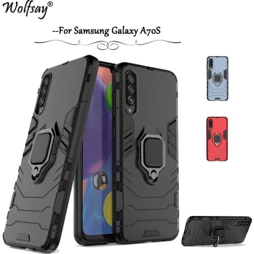 For Samsung Galaxy A70S Case Armor Metal Finger Ring Holder Phone Case For Samsung Galaxy A70S Protective Cover For Samsung A70S
