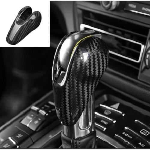 Carbon Fiber Car Gear Shift Knob Cover Fit For Porsche MACAN Panamera 718 911 2014-2020 Auto Gear Shift Knob Cover Car Styling