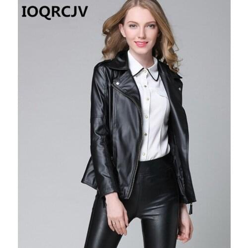 Black PU Leather Jacket Women Cool Slim Short Motorcycle Jackets Female Autumn Coat Basic Street Outerwear Plus Size 4XL R782