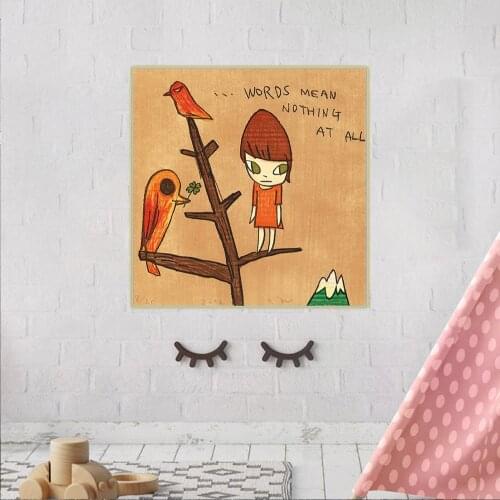 Citon Yoshitomo Nara《Words Mean Nothing at All》Canvas Art Oil painting Artwork Poster Picture Modern Wall decor Home Decoration