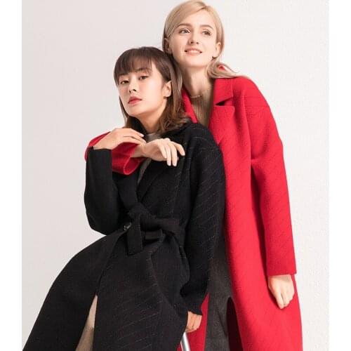 Elegant Long Coat Womens Pinstripe Woolen Coat Autumn Fashion Style Warm Long-sleeved Womens Coat Plus Size Womens Clothing