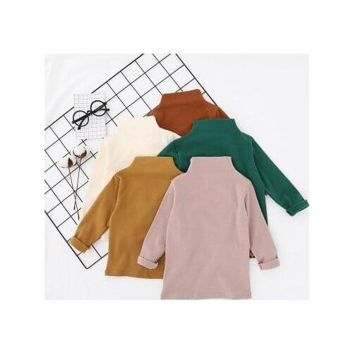 Baby Boys Girls T-shirts Autumn Spring Casual Turtleneck Tees Long Sleeve Bottoming Shirts Little Girls Kids Tops 1 2 3 4 Years