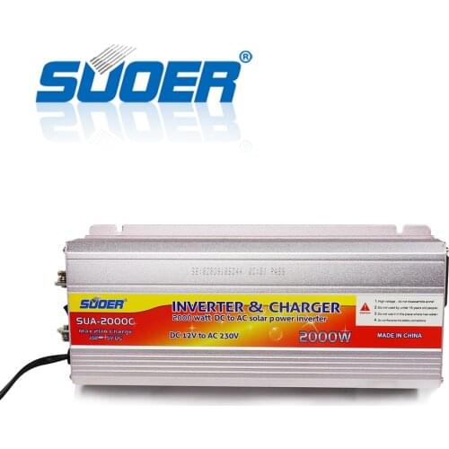 Suoer【 Modified Sine Wave Inverter 】 12 Volt 220 Volt 2000 Watt DC AC Solar Power Inverter With Battery Charger(SUA-2000C)