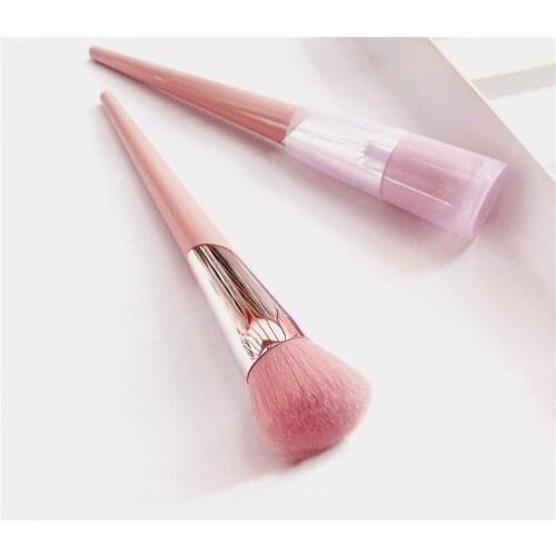 Kabuki-Buff Foundation Makeup Brush 115 - Pink Round-Angled Base Foundation Contour Shaping Brush Cosmetics Tools