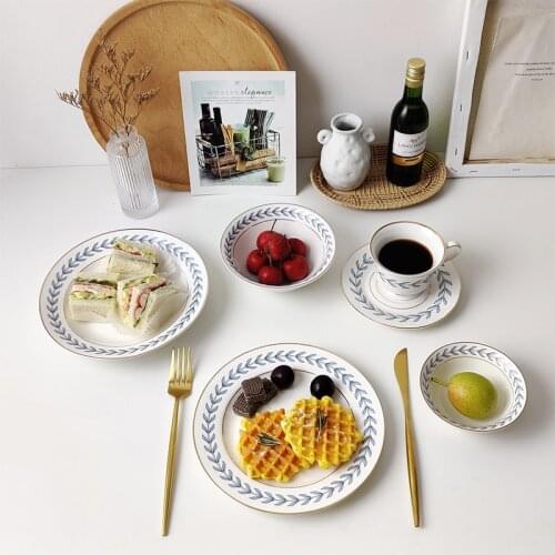 Leaf Ceramic Afternoon Tea Plant Norbic Round Breakfast Salad Dish Phnom Penh Simple Dinner Plate Kitchen Accessories