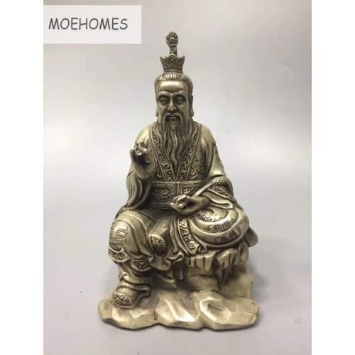 MOEHOMES China Tibet Silver Ancient Taoist master Statue - Lord Lao Zi metal crafts home decoration