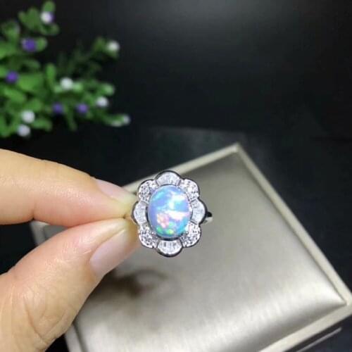 925 sterling silver inlaid with natural Opal ring 8 * 10mm large Clark Opal ring ring gift to lovers mother