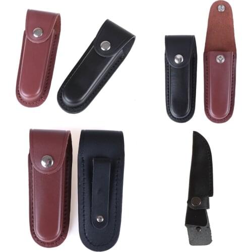 Leather Sheath Holster Pouch Bag Fold Knife Tool Flashlight Belt Loop Case Holder Pocket Hunt Camp Outdoor Carry Multi Gear