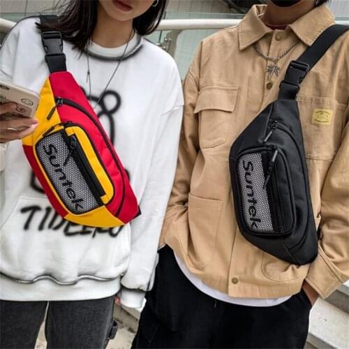 Fashion Multi Colors Patchwork Crossbody Bags Men Women Techwear Casual Chest Waist Bag Street Hip Hop Bandolera Sacoche Homme