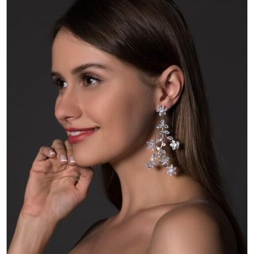 6 fashion crystal earrings ladies long flower earrings rhinestone earrings accessories handmade wedding accessories gift jewelry