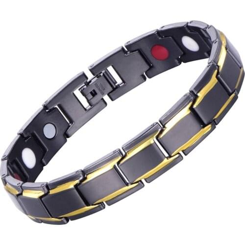 Men Magnetic Therapy Bracelet Classic Titanium Steel Anti-snoring Health Care TK-ing