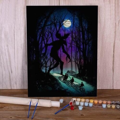 Stranger Things Poster Coloring By Numbers Painting Set Acrylic Paints 50*70 Picture By Numbers Photo Home Decoration Art