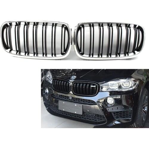 New Grille For BMW F15 X5 14-17 Black Fin Front Nose Double Line Grill 2Pcs/Set