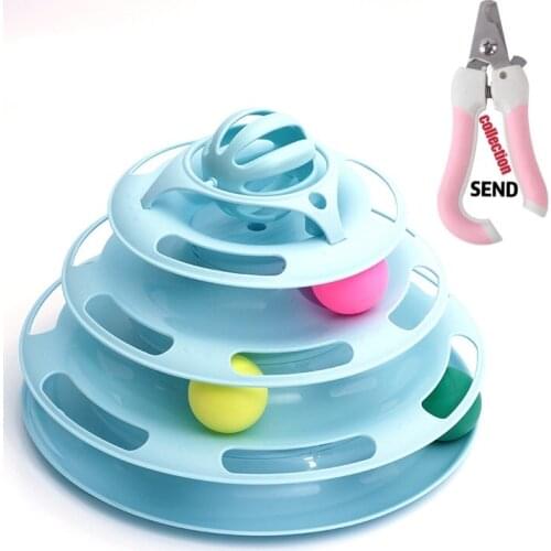 New Funny Pet Cats Interactive Toy Cat Turntable Round Disk Disc 4-Layer Plastic Tower Cat Toy Ball Training New Funny Pet Cats