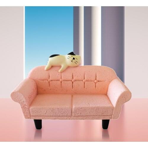 Solid Color Mini Chair Cartoon Cat Dollhouse Doll Desk Decor Miniature Ornament Children Toys Girls Birthday Christmas Gift