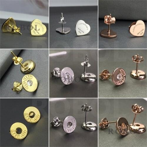 Original 925 Sterling Silver Earrings Heart-shaped Round Earrings with Original Engraved Multi-color Optional Free Shipping