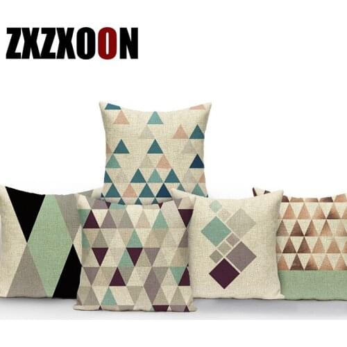 Simply Geometric Green Farmhouse Home Decor Pillows Covers Geometry Sofa Home Cushion Cover for Living Room Decoration