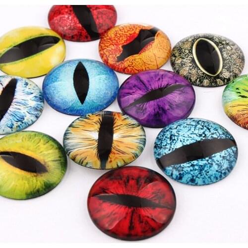 10/12/16/18/20/25mm Mixed Style Colorful Round Glass Cabochon Dome Jewelry Finding Cameo Pendant Settings 20pcs /lot