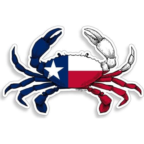 Realistic Texas Crab Logo Sticker TX Beach Cup Laptop Cooler Door Window Bumper Decal