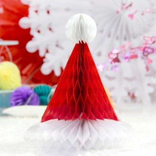 Retro Christmas Paper Honeycomb Decorations Santa Hat Snowflake Paper Fan Honeycomb Tree Celebrations Occasions