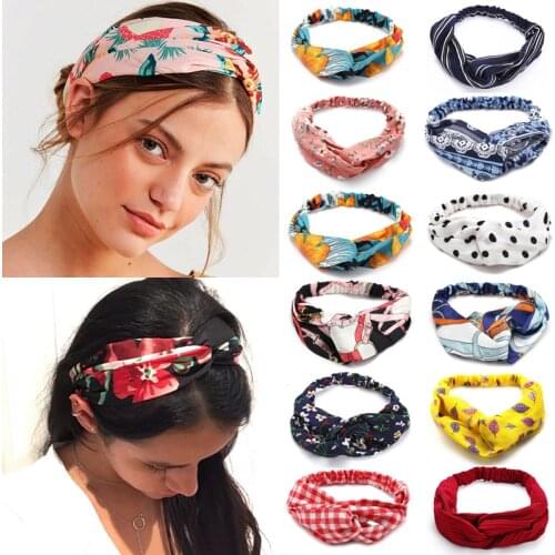 30 Design Flower Knotted Elastic Hairbands For Girls New Pink Red Black Hair Bands Elastic Head Wrap Scrunchies Hair Accessories