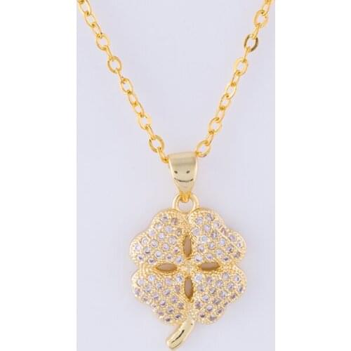 Luxury shining cubic zirconia stone flower necklace gold rose gold flower pendant necklaces for women Collares Mujer