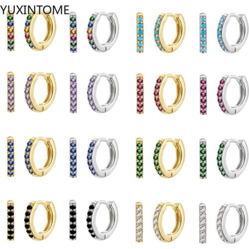 925 Sterling Silver Ear Buckle Earrings For Women Turquoise Colorful Crystal Small Hoop Earrings Tiny Ear Ring Aretes Ear Hoops