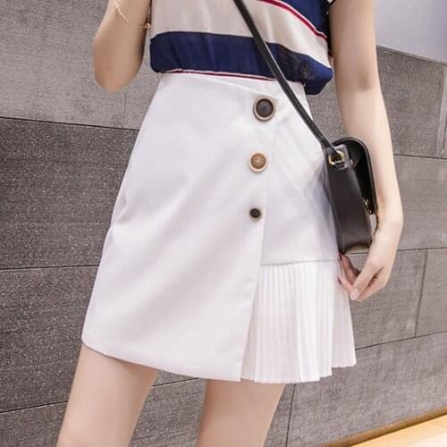 2020 Summer New Skirt Women High Waisted Short Skirt Safety Loose Casual Pleat A-line Plus Size Short Mini Skirts Female Outfit