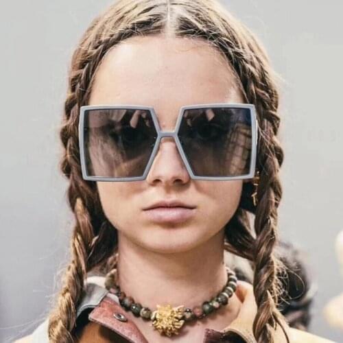 HKNA Oversized Sunglasses Women 2021 Luxury Designer Big Frame Square Sunglasses Womens Gradient Shades Glasses Gafas De Sol