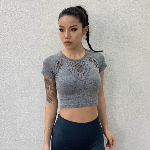 Women Short Sleeve Running Shirts Sexy Exposed Navel Yoga Quick Dry Fitness Gym Crop Tops Solid Sports Cycling Outdoor