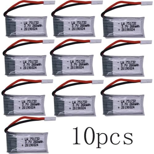 10pcs H8 Mini original Battery 3.7V 260mAh Lipo Battery 25C for H8 H8Mini RC Quadcopter drone part wholesale 3.7V 260