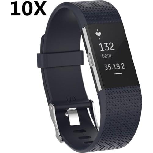 10PCS Replacement Strap Bracelet Soft Silicone Watch Band Wrist Strap For Fitbit Charge 2 Band Charge 2 Heart Rate Smart