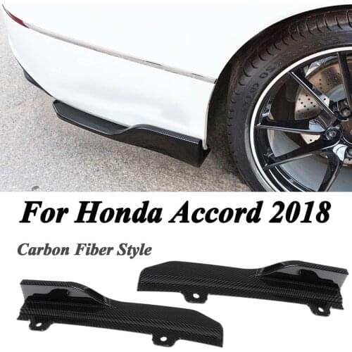 2PCS PP Plastic Carbon Fiber Style Rear Bumper Chin Cover Trim Lip Diffuser Side Wing For Honda For Accord 2018