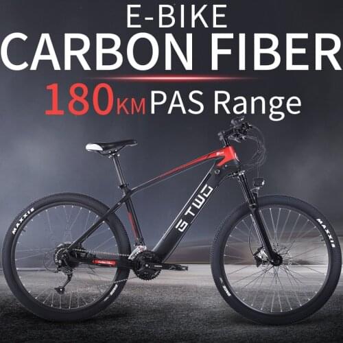 Tax Free 2021 New Carbon Fiber Electric Mountain Bike 350W 500W Brushless Motor Shimano 27S Shimano Hydraulic Brake Color LCD