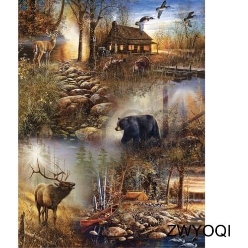 5D DIY Diamond embroidery Full Round Diamond mosaic Deer Turkey eagle Full Square Diamond painting Cross stitch Rhino Bear Boat