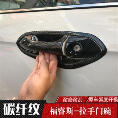 For Ford ESCORT 2015-2019 Car styling ABS Carbon fiber car Door Handle Bowl Door handle Protective covering Cover Trim