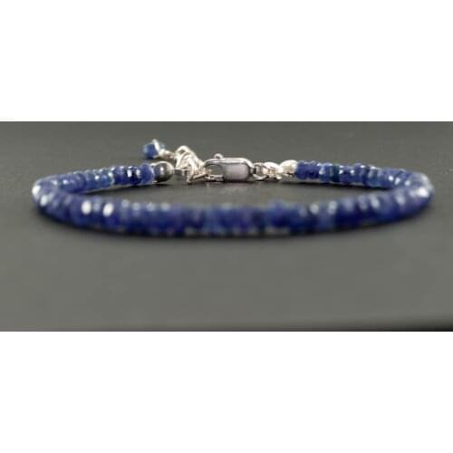 Blue Sapphire Bracelet, Blue gemstone bead, 925 Sterling Silver Jewelry, September Birthstone Bracelet, hand Made in TURKEY