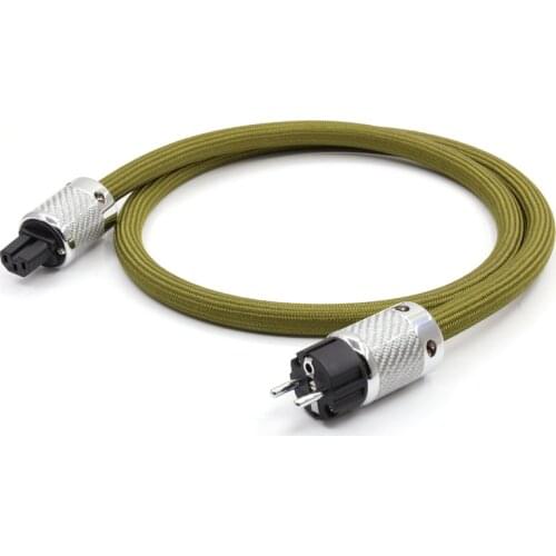 HI-End 8N OCC Copper Silver Plated Power Cable With White Carbon Fiber EU Version Connector Plug