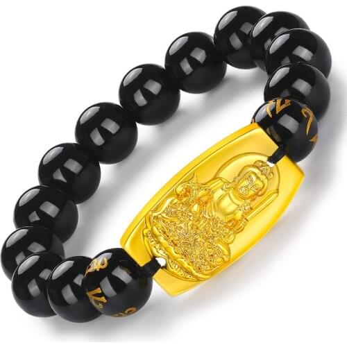 Imitation of Natural Obsidian 12mm Beads Vietnam Shajin Original Life Buddha Hand Chain Card Glass Material