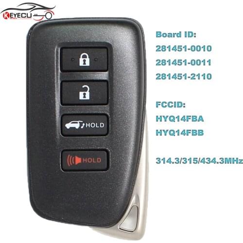 KEYECU Board ID: 0011, 0011, 2110 HYQ14FBA HYQ14FBB AG G Board Smart Remote Key Fob for Lexus RX350 RX450h NX300h NX200T LX570