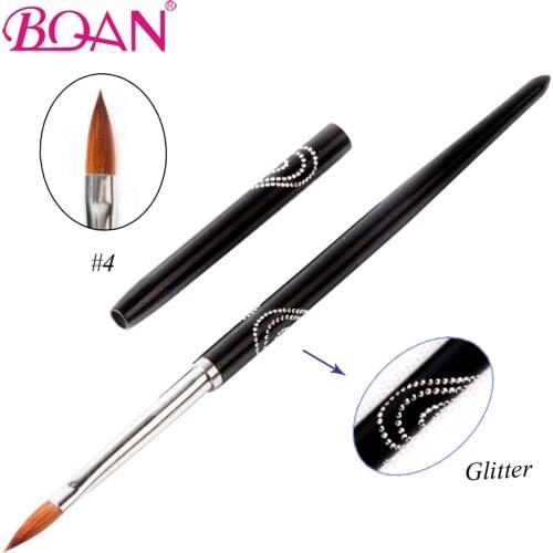 BQAN 4# Acrylic Nail Art Brushes Natural Kolinsky Sable Hair Brush 3D Nail Tool 10 Pcs/Lot Acrylic Brush Manicure Art Tool