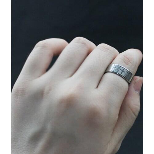 New Ring Europe America Cross Bible Jewelry Stainless Steel Scripture Ring Men Women Fashion Accessories