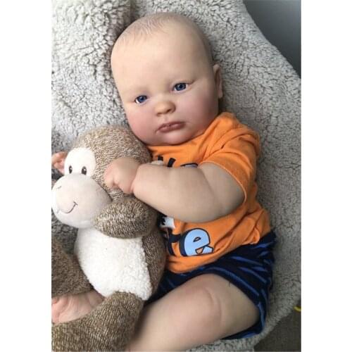 NPK 23Inch Reborn Baby Doll Kit Lifelike Newborn 3 Month Joseph Awake Vinyl Unpainted Unfinished Doll Parts DIY Blank Doll Kit