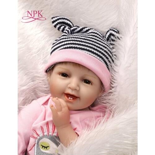 NPK Real Bebe girl doll reborn 55cm Soft Silicone Reborn Dolls kids baby toy dolls with rooted hair boneca de house plamates