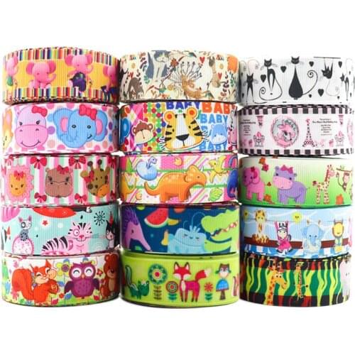 50 Yards 7/8" (22mm) Animals Printed Grosgrain Ribbons For Hair Bows DIY Handmade Materials Y2021010401