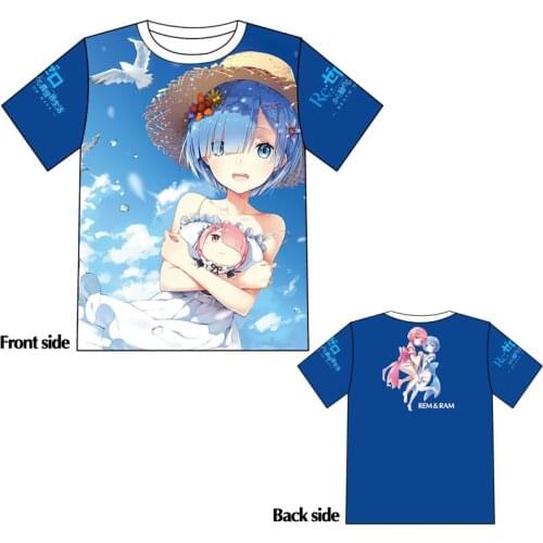 Re:Life in a different world from zero Anime Summer T-shirt Rem and Ram Cartoon Tops & Tees